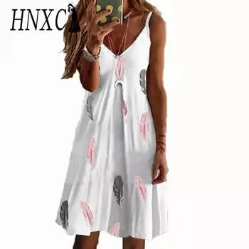 HNXC Женские модные летние повседневные платья без рукавов с v-образным вырезом S