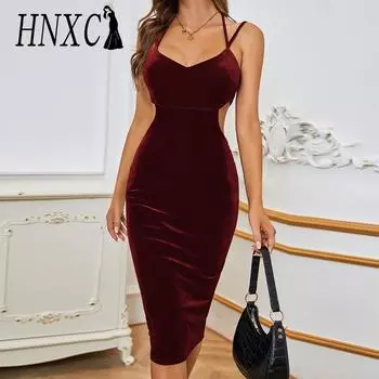 HNXC женские модные летние весенние однотонные повседневные платья без рукавов с v-образным вырезом и высокой талией S армия зеленый