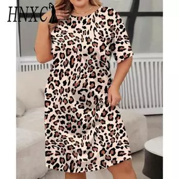 HNXC Женские модные летние весенние повседневные платья с коротким рукавом и круглым вырезом XL