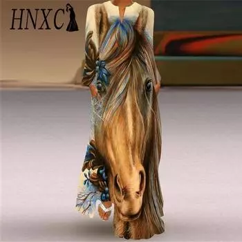 HNXC Женские модные осенне-зимние повседневные платья с длинным рукавом и v-образным вырезом S