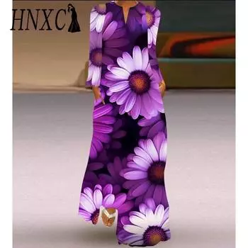 HNXC Женские модные осенне-зимние повседневные платья с длинным рукавом и v-образным вырезом S