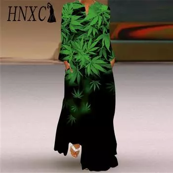 HNXC Женские модные осенне-зимние повседневные платья с длинным рукавом и v-образным вырезом S