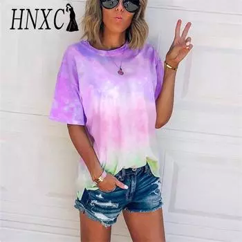 HNXC Женские модные повседневные летние блузки и рубашки с короткими рукавами и круглым вырезом S зелёный