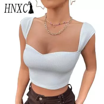 HNXC Женские модные повседневные летние однотонные блузки и рубашки без рукавов с принтом S чёрный