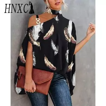 HNXC Женские модные повседневные летние однотонные блузки и рубашки с короткими рукавами с принтом S