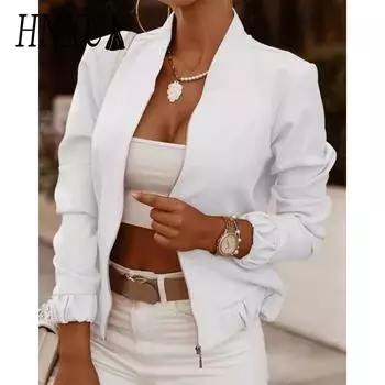 HNXC Женские модные повседневные летние однотонные блузки и рубашки с длинными рукавами с принтом S белый