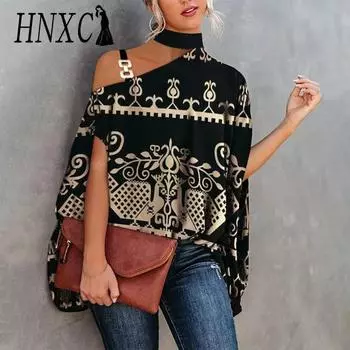 HNXC Женские модные повседневные летние однотонные блузки и рубашки с короткими рукавами с принтом S