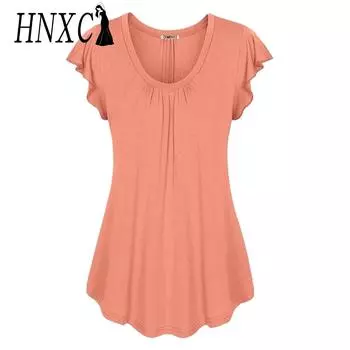 HNXC женские модные повседневные летние весенние однотонные блузки и рубашки с короткими рукавами и v-образным вырезом с принтом S бордовый