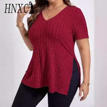 HNXC женские модные повседневные летние весенние однотонные блузки и рубашки с короткими рукавами и v-образным вырезом с принтом XL чёрный