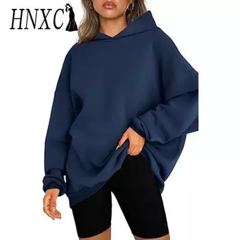 HNXC Женские модные повседневные однотонные худи и свитшоты с капюшоном и длинными рукавами с принтом