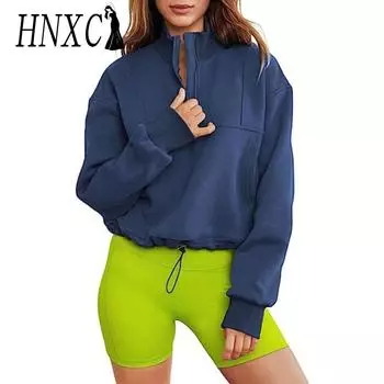 HNXC женские модные повседневные однотонные принты осень-зима с длинным рукавом свободные свитера с высоким воротом S светло-серый