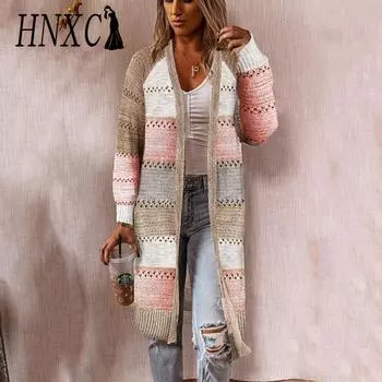 HNXC Женские модные повседневные осенне-зимние кардиганы с длинными рукавами, пальто S хаки