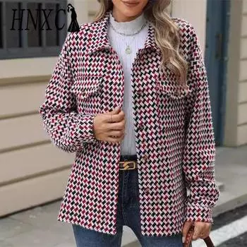 HNXC Женские модные повседневные осенне-зимние кардиганы с длинными рукавами и воротником-поло S чёрный