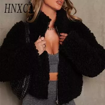 HNXC женские винтажные повседневные однотонные куртки и пальто с воротником на осень и зиму с длинным рукавом S чёрный