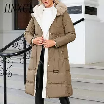 HNXC женские винтажные повседневные однотонные куртки и пальто с капюшоном на осень и зиму с длинными рукавами и принтом S хаки