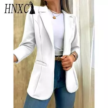 HNXC женские винтажные повседневные однотонные куртки и пальто с воротником-поло на осень-зиму с длинным рукавом и принтом S красный