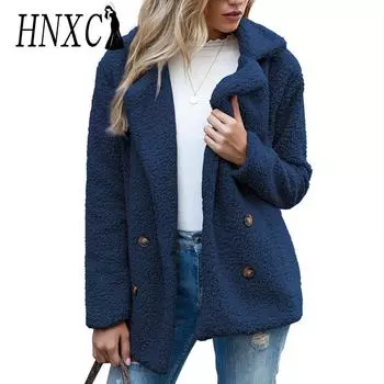 HNXC женские винтажные повседневные однотонные куртки и пальто с воротником-поло на осень-зиму с длинным рукавом и принтом S красный