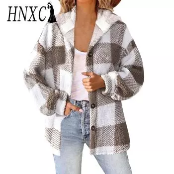 HNXC женские винтажные повседневные осенне-зимние куртки с капюшоном и пальто с длинным рукавом S хаки