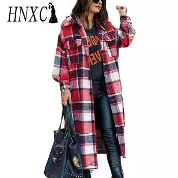 HNXC Женские винтажные повседневные осенне-зимние куртки и пальто-поло с длинными рукавами и воротником-стойкой S красный