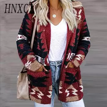 HNXC женские винтажные повседневные осенне-зимние куртки и пальто с длинным рукавом и воротником-поло S темно-серого