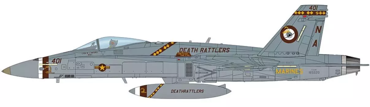 HOBBY MASTER Hornet Корпус морской пехоты США Death Rattlers Готовый продукт 1/72 F/A-18C VMFA-323