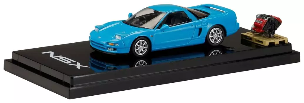 HobbyJAPAN Honda NSX Coupe with Engine Display Model Phoenix Blue 1/64