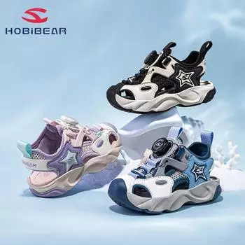 Детские сандалии HOBIBEAR, летние сандалии Baotou для мальчиков, резиновая подошва, туфли на пуговицах, пляжная обувь для девочек 27 розовый