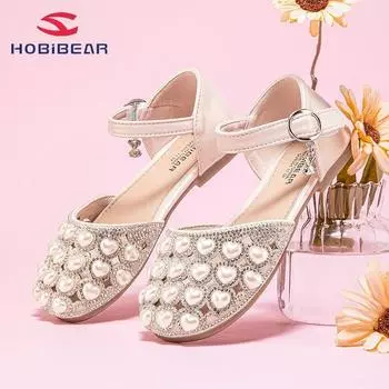 HobiBear Сандалии для девочек, новые летние детские туфли с жемчугом на мягкой подошве, обувь принцессы Баотоу для девочек 26 розовый