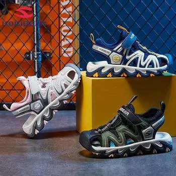 HOBIBEAR: летние сандалии Baotou для мальчиков, пляжная обувь для девочек, легкая римская обувь 27 синий