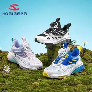 HOBIBEAR/Сетчатая весенняя обувь на пуговицах для мальчиков, дышащая спортивная обувь с двойной сеткой для девочек, повседневные кроссовки 27 синий