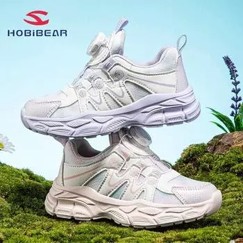 HOBIBEAR/Сетчатая весенняя обувь на пуговицах для девочек, дышащая спортивная обувь с двойной сеткой для девочек, кроссовки для кампуса 38 фиолетовый