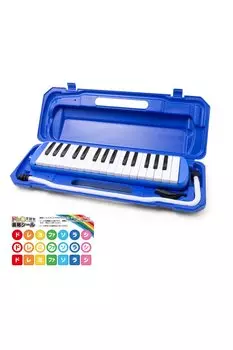 Hobinavi Keyboard 32 для начальной школы, начальные музыкальные наклейки с нотами, 32 заводных стола, футляр для нот, в комплекте губная гармошка, клавиши, ученики, синий