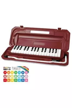 Hobinavi Keyboard Harmonica 32 Keys for Elementary and Children Lightweight Melody Mouth Hose Table Play Standing Case and name sticker School,