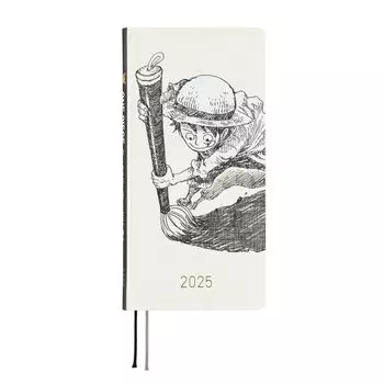 Hobonichi Techo 2025 недели Японская шляпа ONE PIECE Луффи IVORY Начиная с января Еженедельный блокнот Еженедельный журнал Left Slim Portrait/Straw белый
