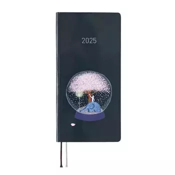 Hobonichi Techo 2025 Weeks Hiroko Snow Dome стартует в январе Weekly Notebook Weekly Left Slim Portrait Kubota/Yozakura тёмно-синий