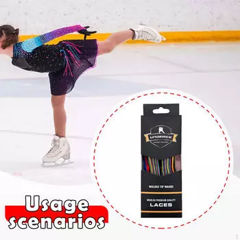 Hockey Skate Laces Waxed Shoelaces Wear Resistant Lightweight for Sports 84 in