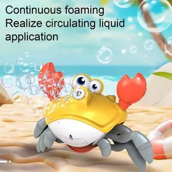 Ходячий краб, автоматическая мыльная машина, со светодиодными огнями и музыкой, электрический игровой набор для игр с мыльными пузырями для детей зелёный