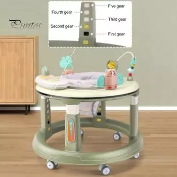 Ходунки для малышей с колесами, музыкальным освещением, 5 регулируемых высот, вращающееся на 360 градусов сиденье, многофункциональный игровой центр для детей от 6 до 18 месяцев, ходунки для мальчиков и девочек светло-зеленый