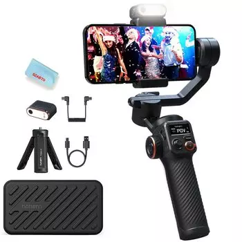 hohem M6 Kit Смартфон Gimbal Stabilizer LED Light AI Target Tracking Совместимость с моторизованным Gimbal Вертикальная Горизонтальная Съемка Отслеживание Максимальная Нагрузка