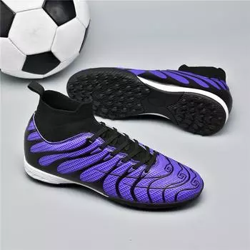 HOHO FAIR Футбольные бутсы Мужские футбольные бутсы большого размера 35-45 Мужские/детские высокие кеды с короткими шипами Нескользящие футбольные бутсы для улицы 35 белый