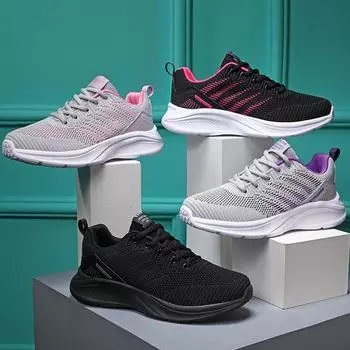 HOHO FAIR Кроссовки, весенне-осенние женские ультралегкие кроссовки большого размера с дышащей сеткой, уличная спортивная обувь, женская обувь 35 чёрный