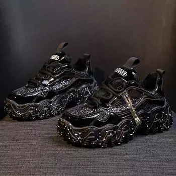 HOHO FAIR Женская обувь Светоотражающие массивные кроссовки Женская модная блестящая вулканизированная обувь Женские дизайнерские кроссовки на платформе Обувь 35 красный