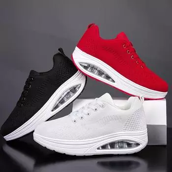 HOHO FAIR Женская обувь Женская обувь на платформе Сетчатые дышащие туфли на толстой подошве Женские нескользящие белые кроссовки 35 чёрный