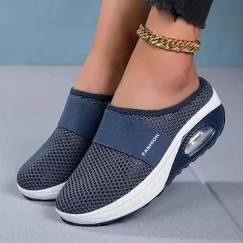 HOHO FAIR Женские сандалии, женские полутапочки, летающая тканая повседневная дышащая легкая ультралегкая обувь для мам, очень большой размер 36 чёрный