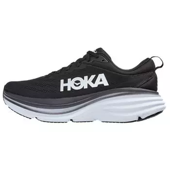 HOKA Bondi 8 2E Широкие черные белые мужские кроссовки 1127953-BWHT