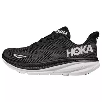 HOKA Clifton 9 2E Широкие черные белые мужские кроссовки 1132210-BWHT 46
