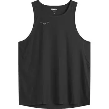 HOKA ONE ONE Однотонный логотип Легкий жилет с круглым вырезом Мужские топы Черный 1151070-BLK M