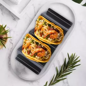 Holaroom Wave Shaped Taco Holder Food Display Stand Stainless Steel Restaurant Durable Pancake Corn Rolls Rack Kitchen Gadgets