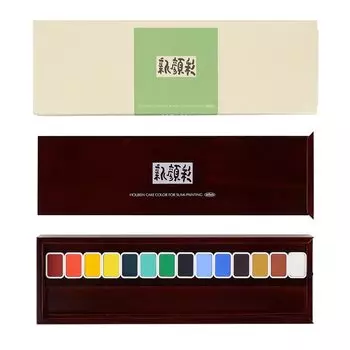 Holbein Japanese Style Solid Watercolor Paint Shingansai N351 14 Color Set 02351