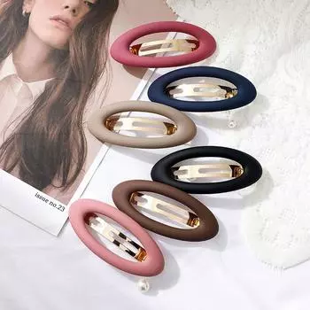 Holder Girl Headwear Ellipse Snap Hair Clip Matte Spring Clip Korean Style Hairpin Hair Accessories чёрный